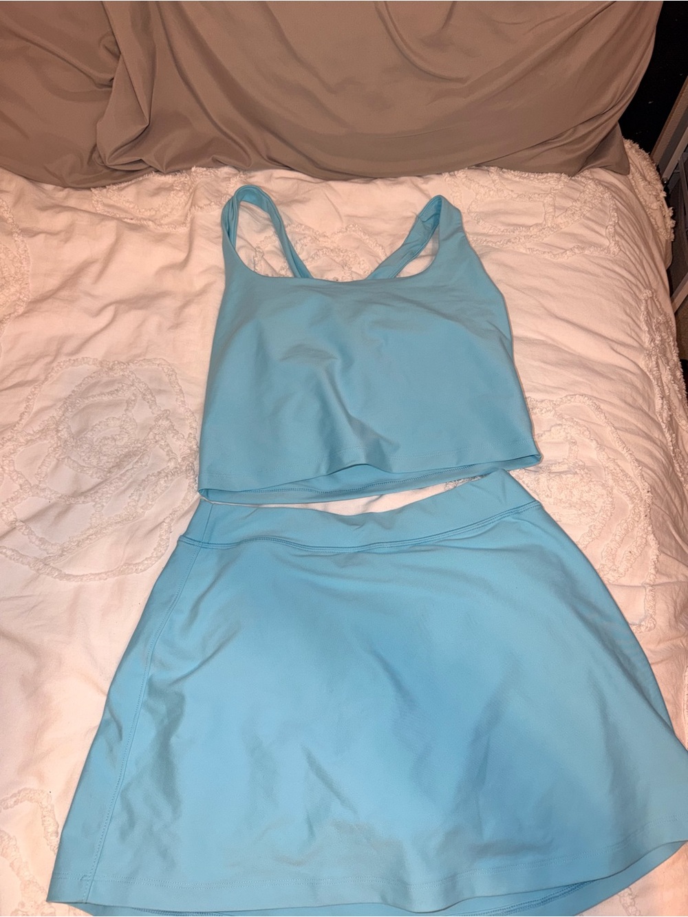 Abercrombie & Fitch Light Blue Athletic Crop Top and Skirt Set
